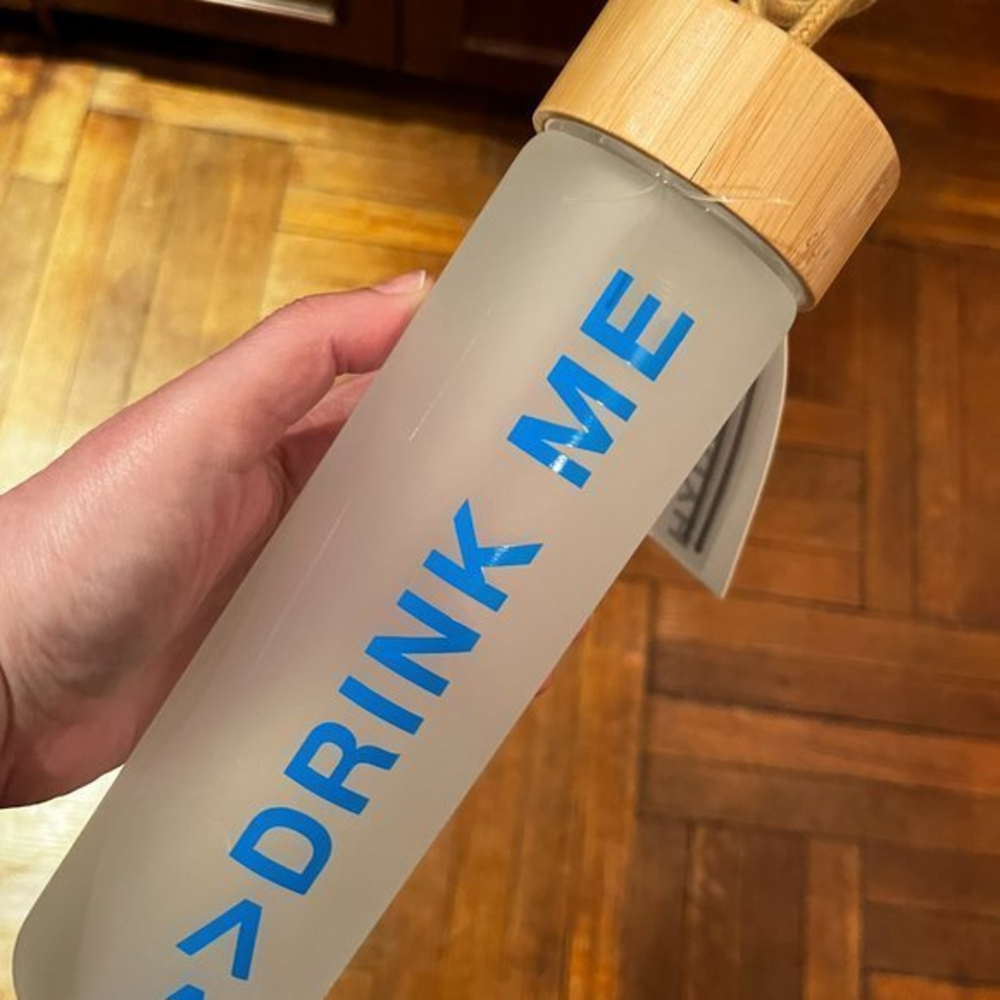 Glass Water Bottle  - Eco One - Drink Me (New With Tags) (h/x)‎